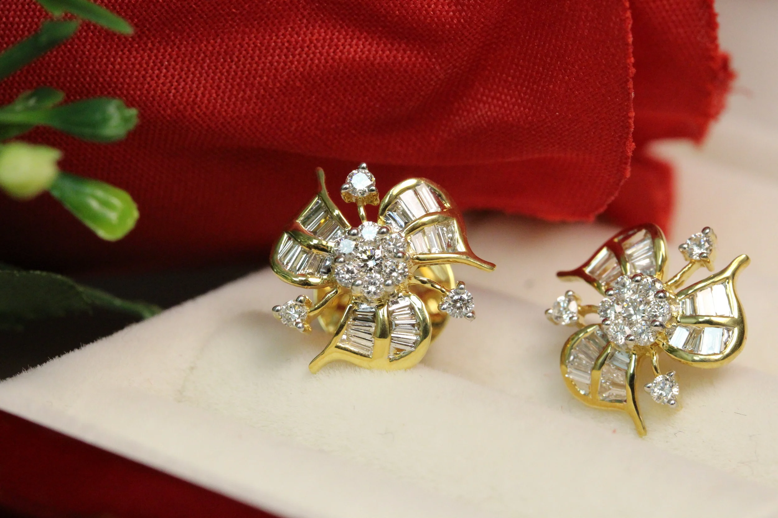 Double Circular Shaped Diamond Earrings