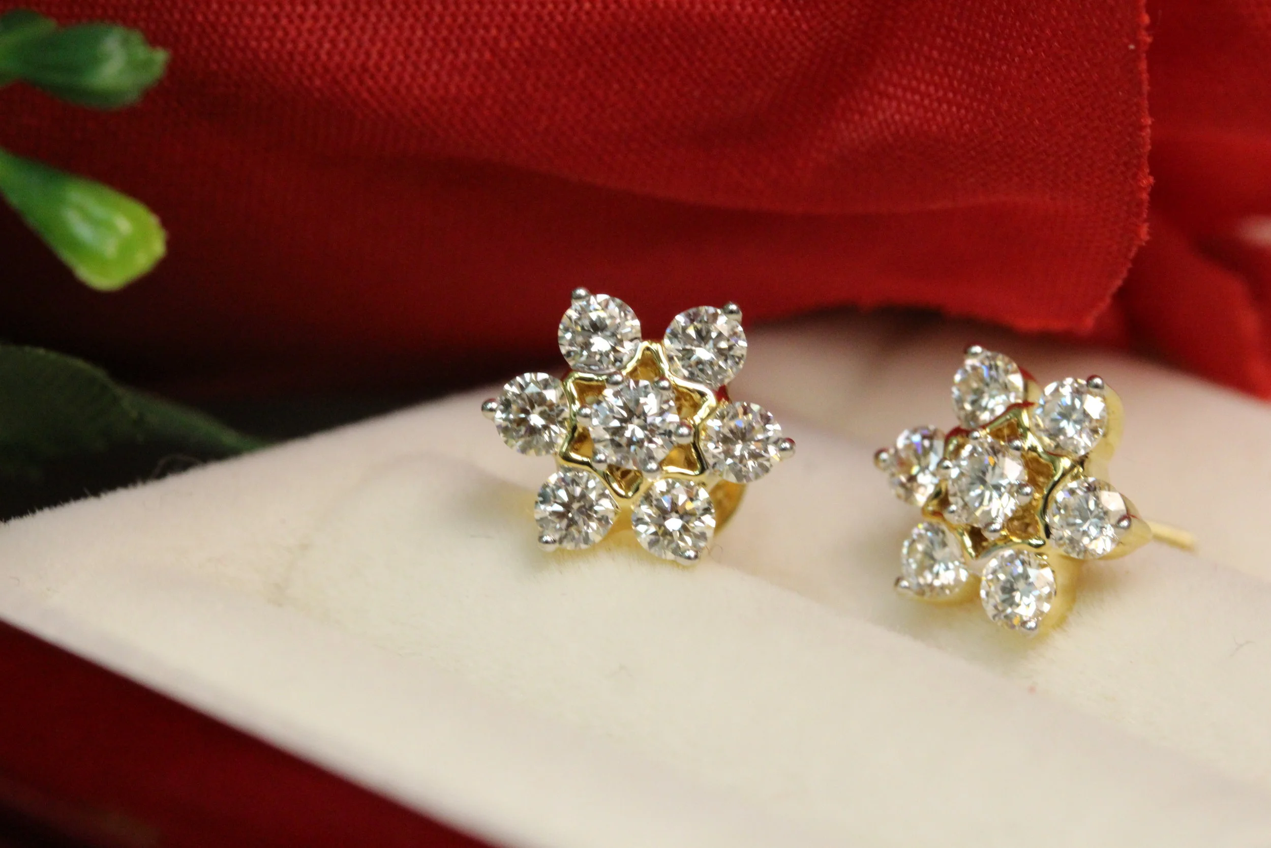Snowflake Studded Diamond Earrings