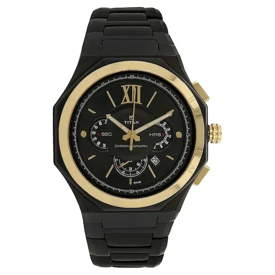 REGALIA ROME Black Dial and Strap Chronograph Watch