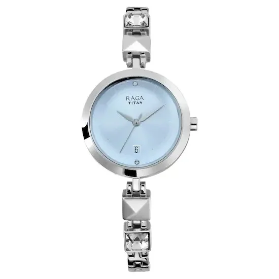 RAGA VIVA Blue Dial Silver Strap Watch