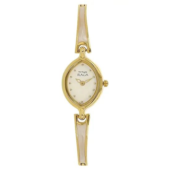 RAGA RAIN White Dial Golden Strap Watch