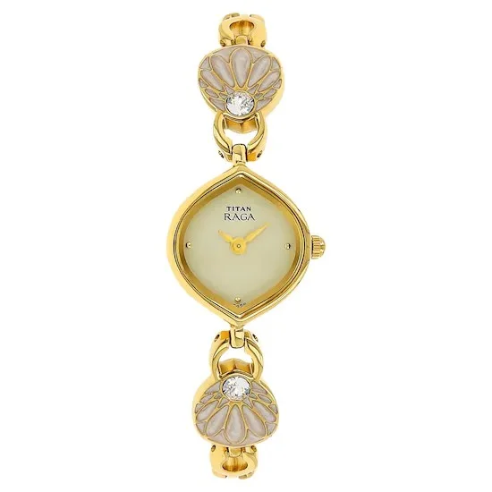 RAGA Off-White Dial Golden Strap Watch