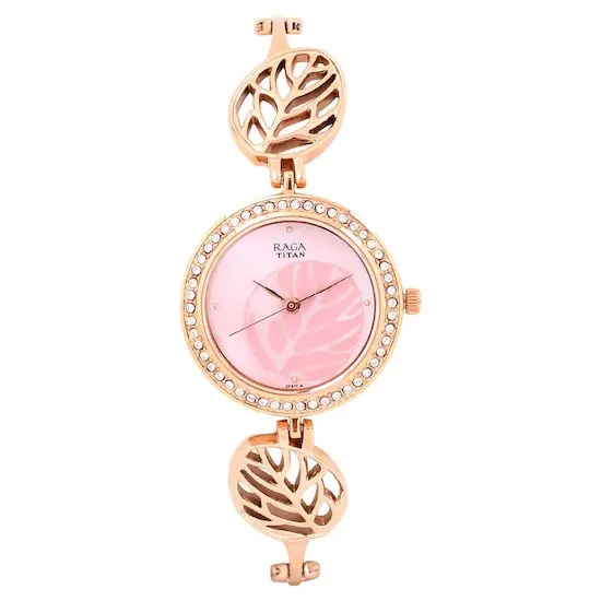 RAGA FOLIAGE Nacre Dial Rose Gold Strap Watch
