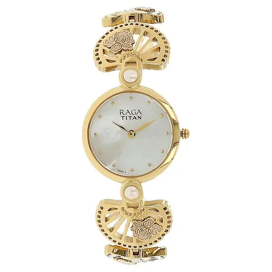 RAGA AURORA Nacre Dial Golden Fans Strap Watch