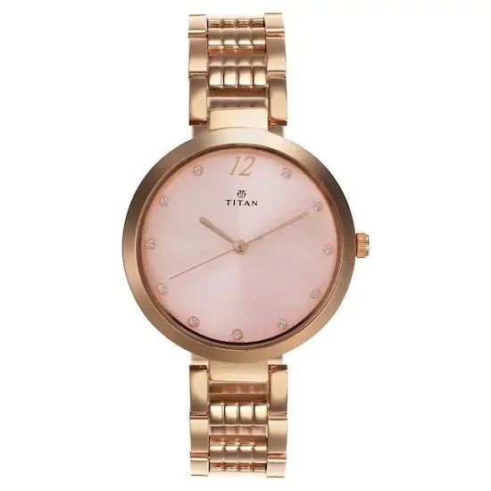 PURPLE Pink Dial Rose Gold Strap Watch
