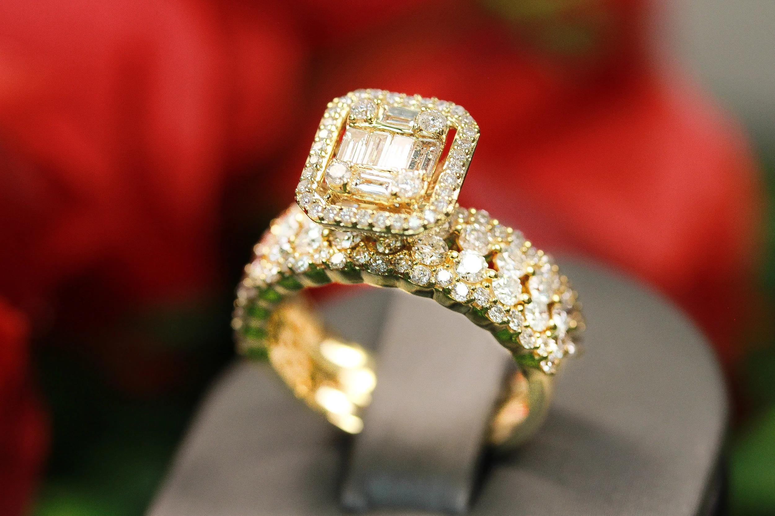 Baguette Bridal Set Diamond Rings