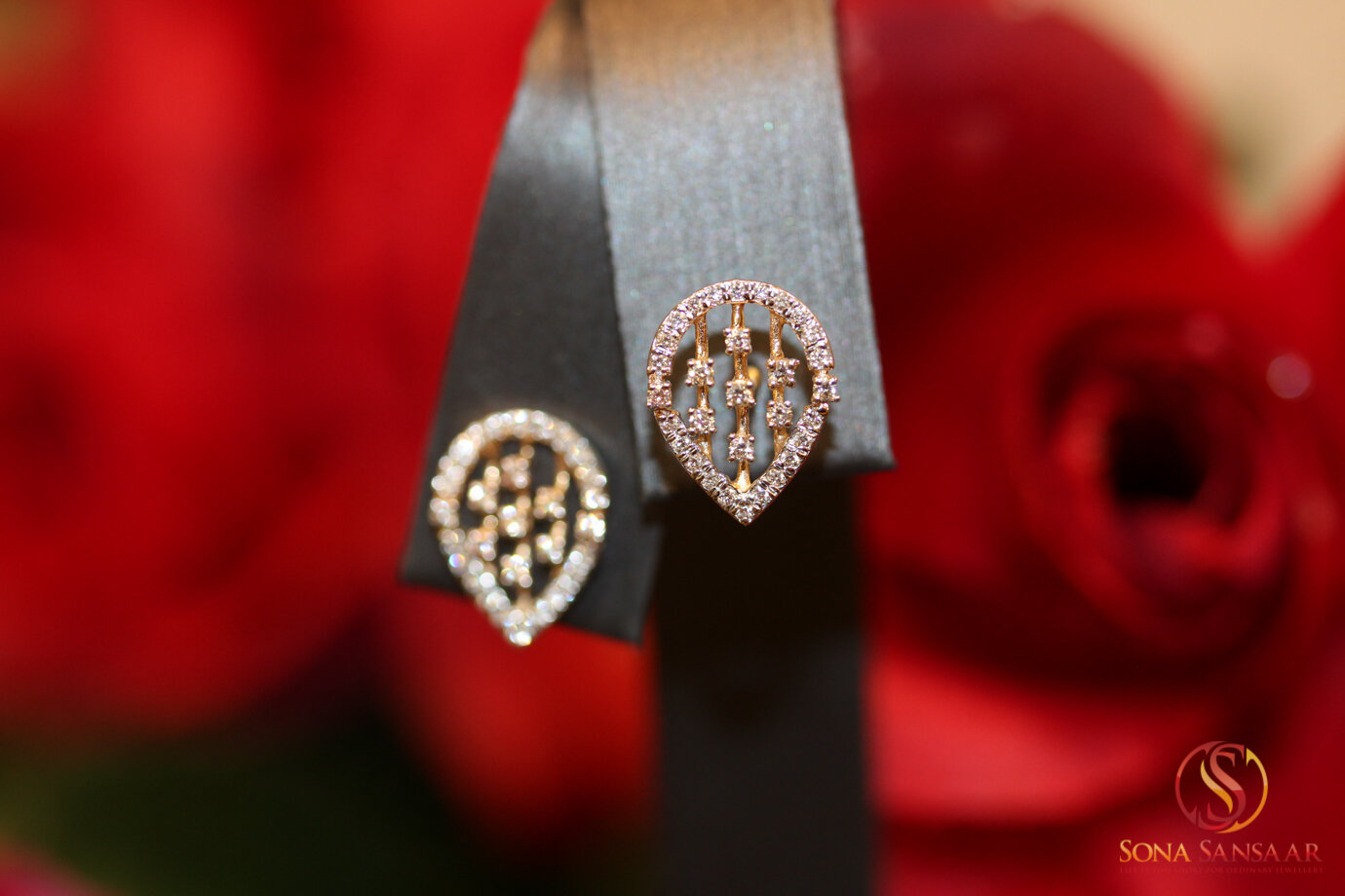 Tear Drop Diamond Stud Earrings