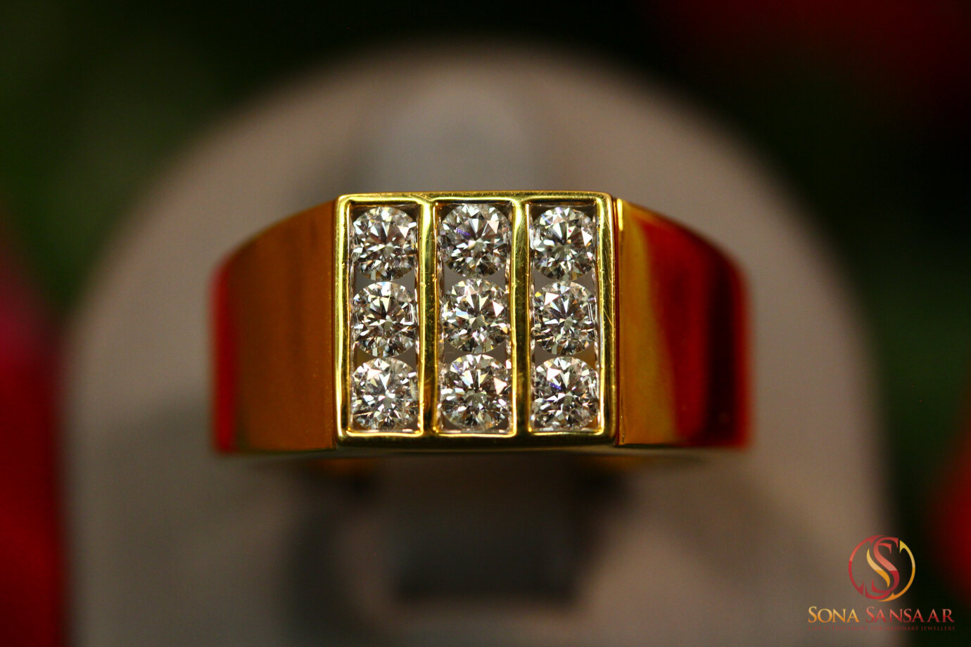 Gents 9 Stone Diamond Ring