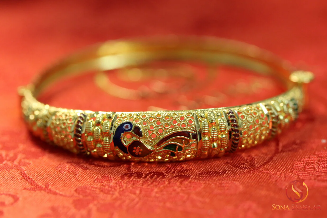 Peacock Design Calcutti Single Kada Bangle