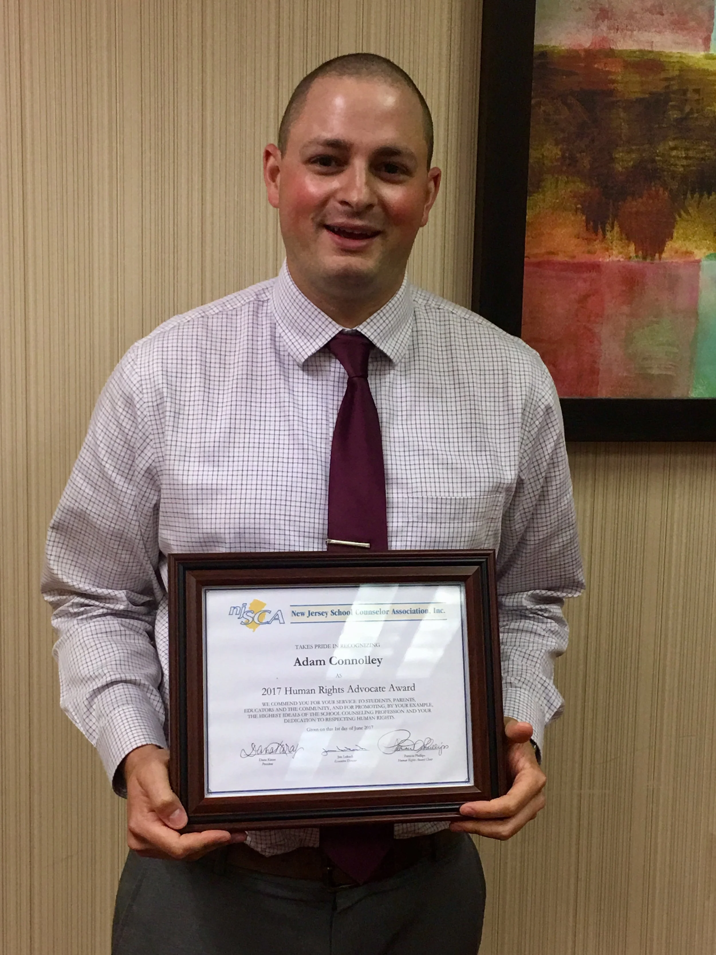 Adam Connolley, 2017 NJSCA Human Rights Advocate Award Winner Readington Middle School, Whitehouse Station, New Jersey