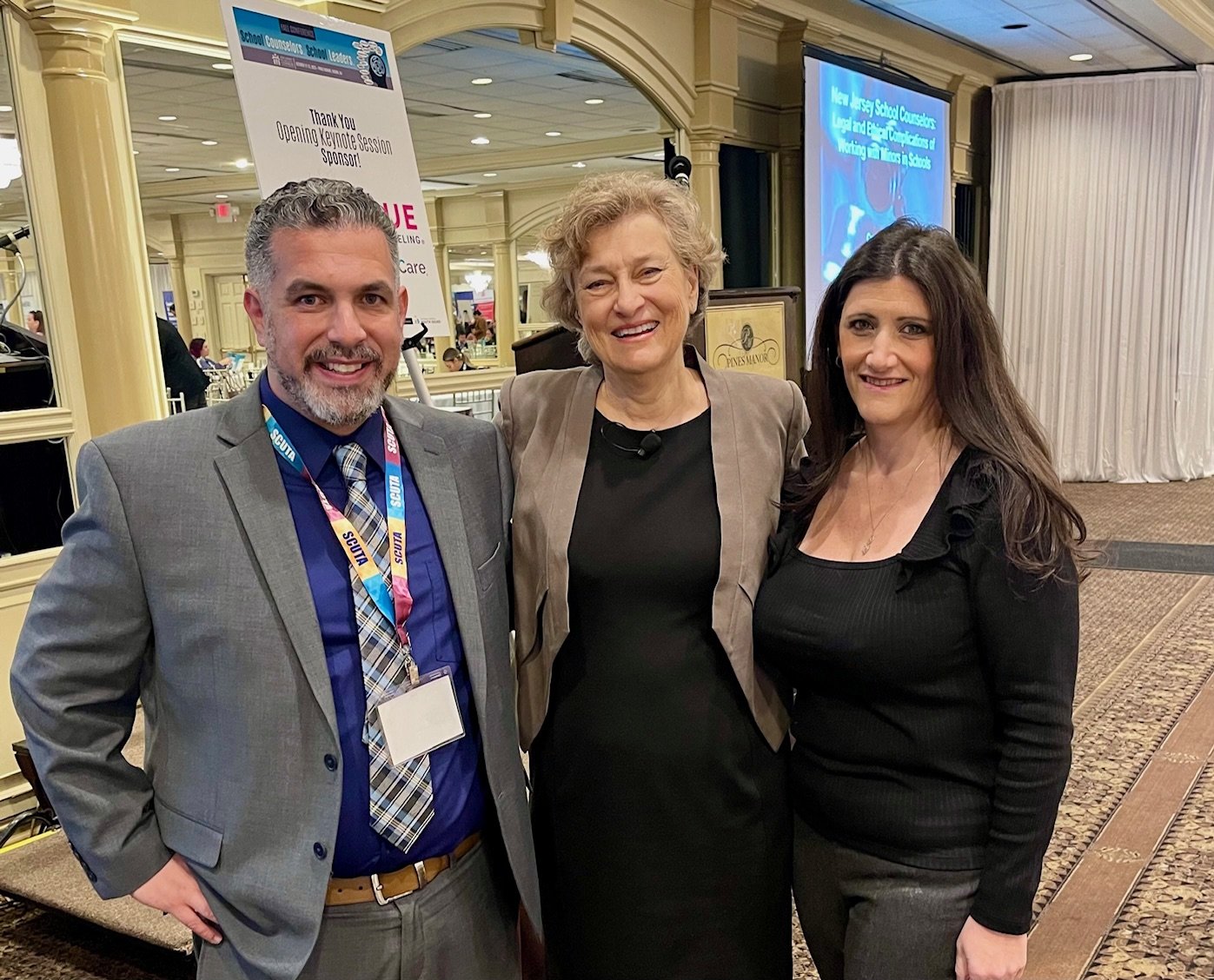  NJSCA President, Jason Sabino, Keynote Speaker Dr. Carolyn Stone, and NJSCA President-Elect, Jennifer Correnti 