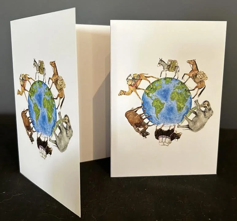 Cards - Working Animals  All Round The World- SET OF 4