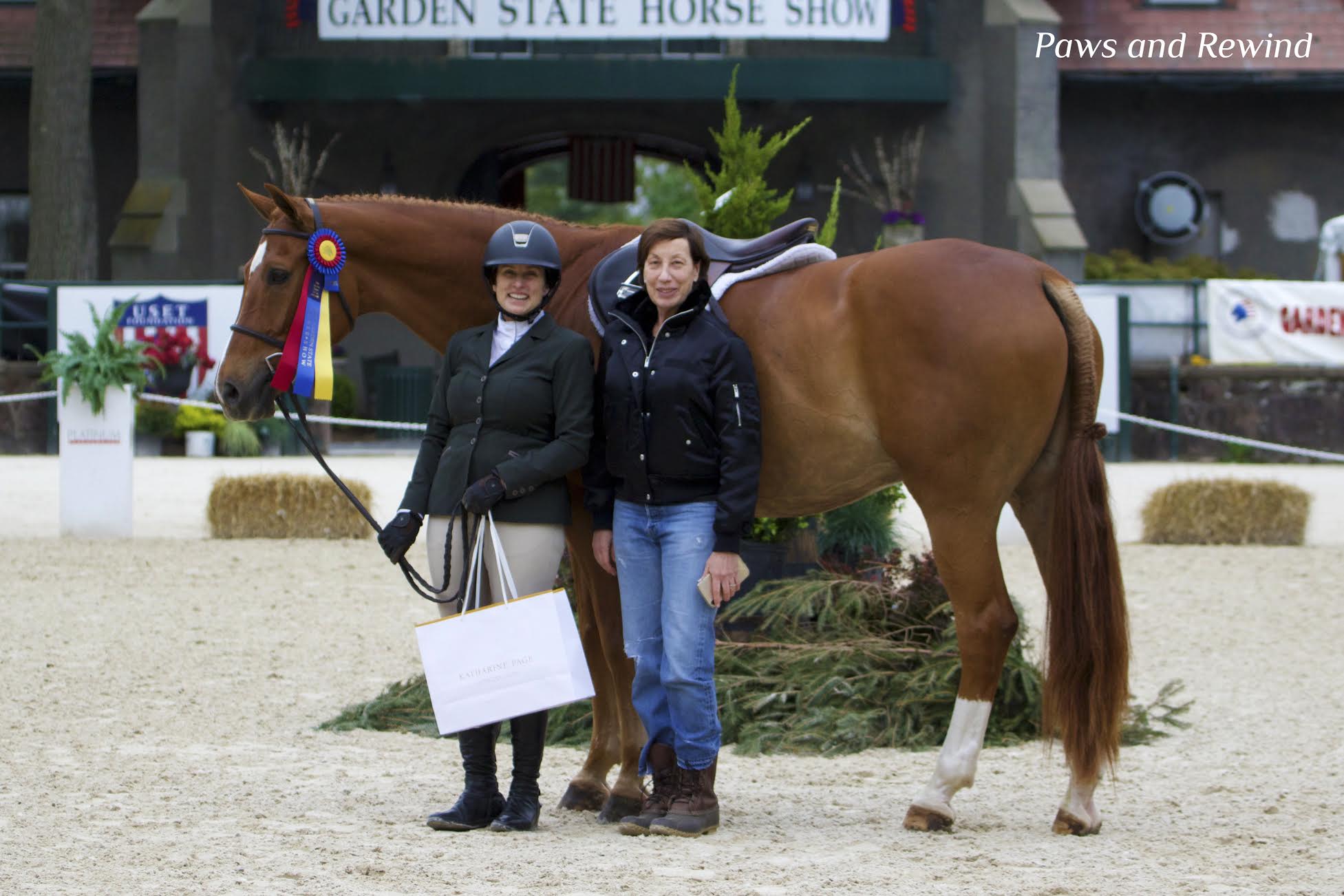 Adult Amateur Hunter Champion Karen Arrigoni and Katharine Page. Photo by Paws and Rewind