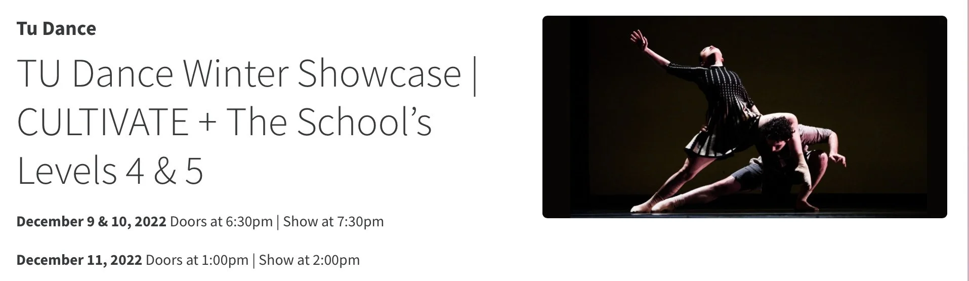 TU Dance Winter Showcase | CULTIVATE + The School’s Levels 4 & 5