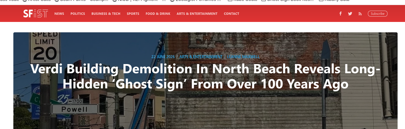 SFIST Verdi Building Demolition In North Beach Reveals Long-Hidden “Ghost Sign” From Over 100 Years Ago, 2026