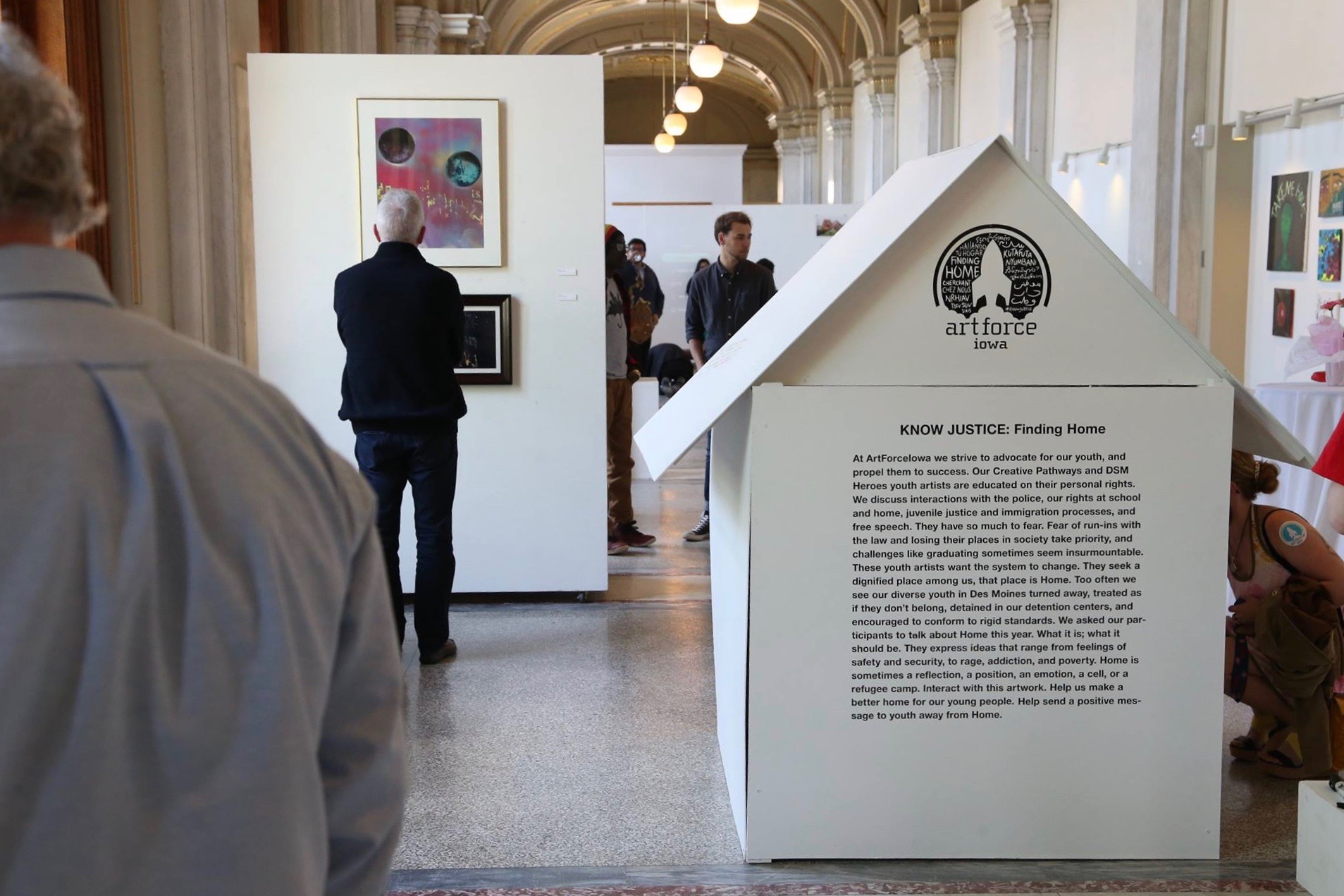 ArtForceIowa Exhibition KNOW JUSTICE: Finding Home (Curator & Installation 2017)