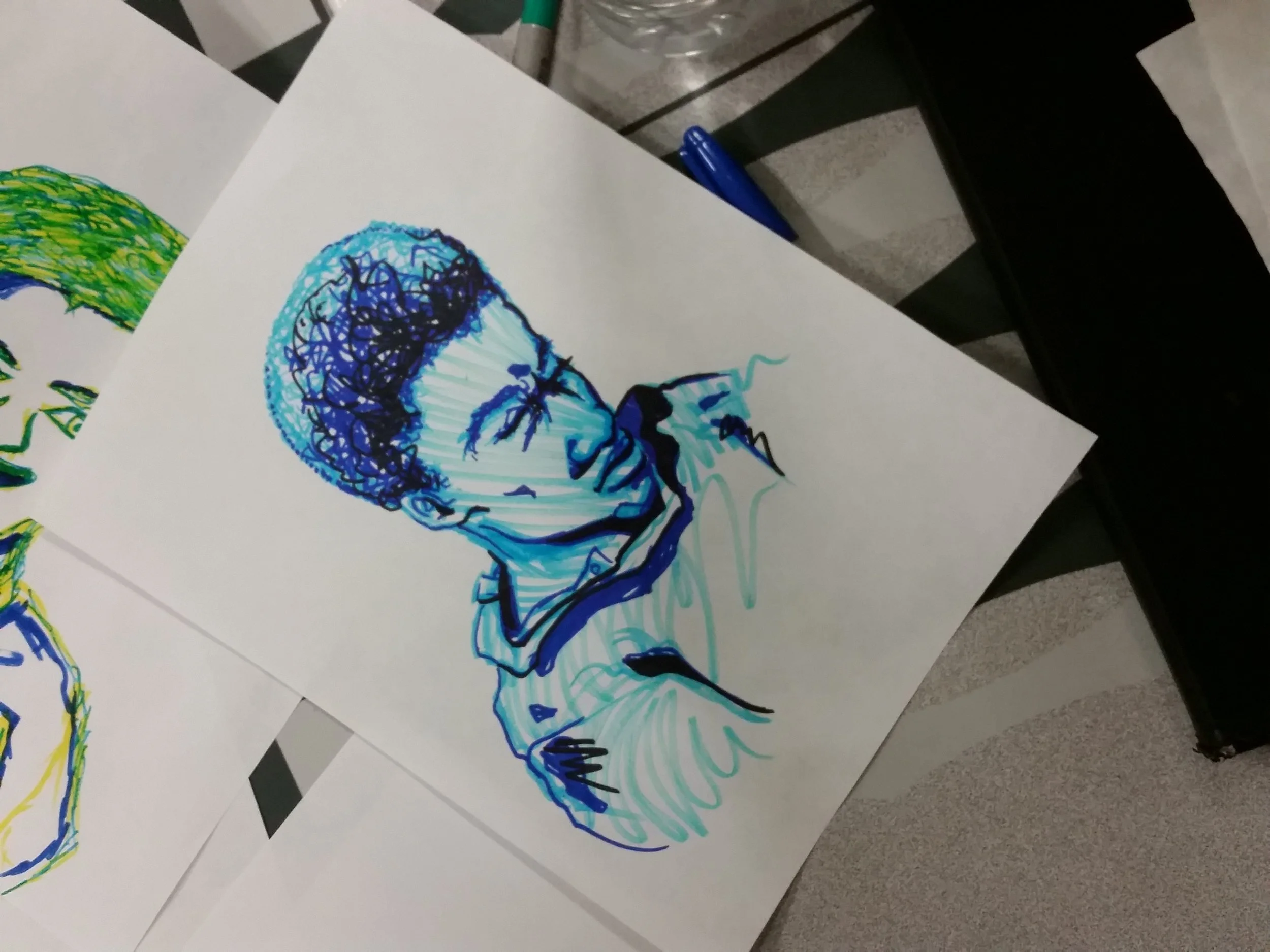 Studies from a portrait workshop in detention center. Circa 2015.