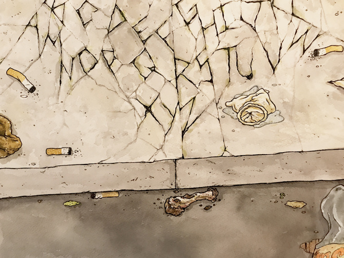 Created an original font inspired by San Francisco's South of Market. Ink and gouache