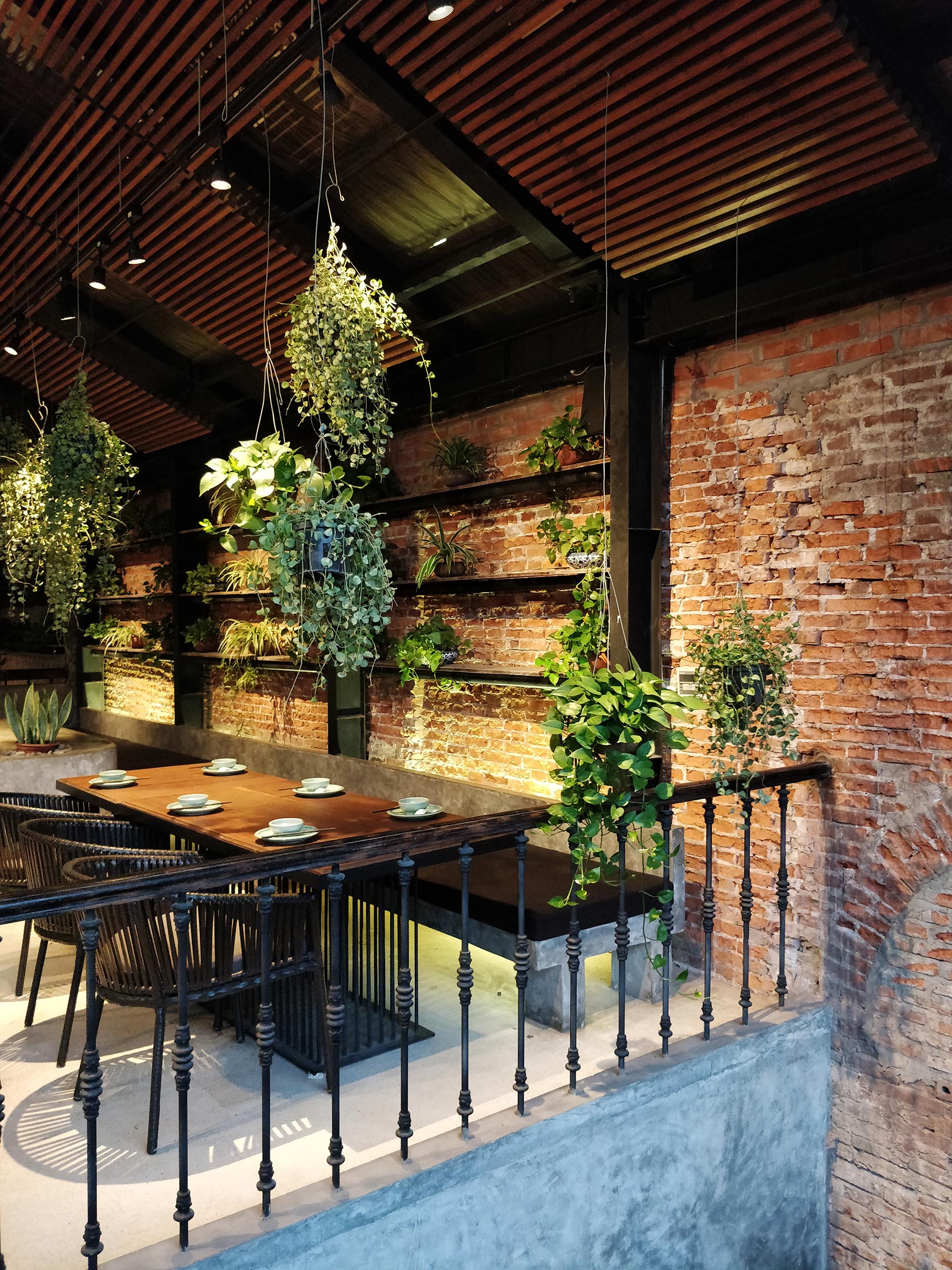 Industrial interior softened with plants