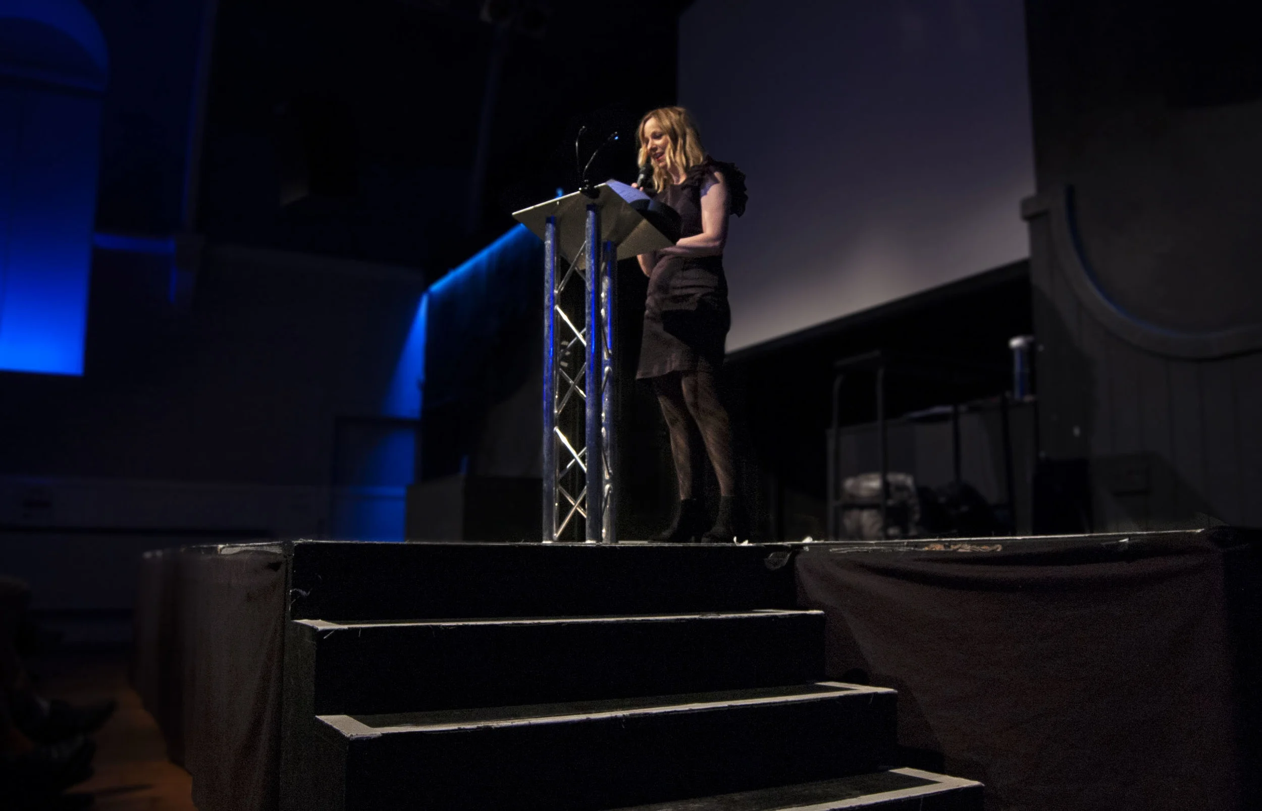 Faye Hatcher at the podium