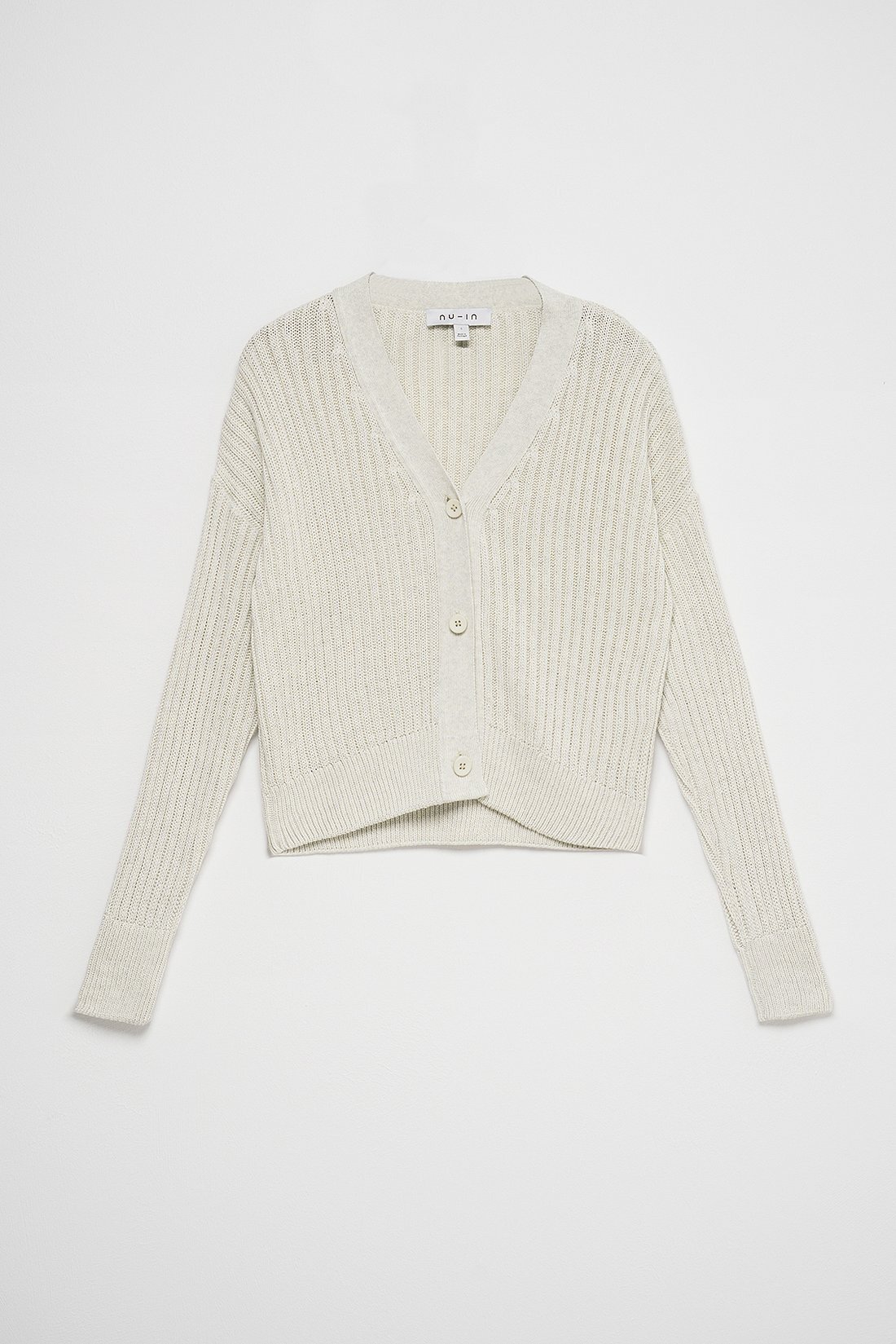 Nu-In Ribbed Cropped Cardigan