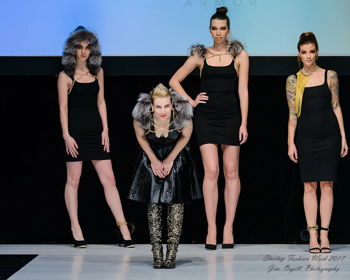 Bianca Cordileone bowing during her collection's finale. (Photo by Jim Orgill / SFW Runway)