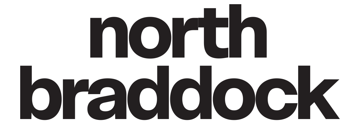 "north braddock" in bold black text on a white background.