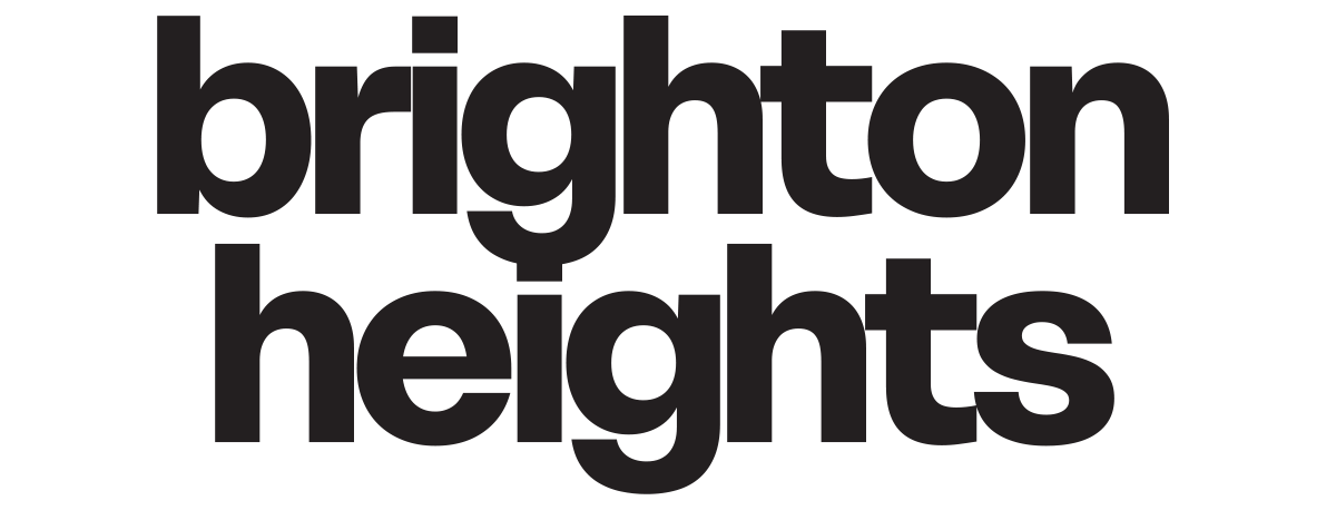 Text saying 'Brighton Heights' in bold black letters on a white background.