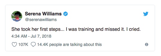 Serena's Tweet about Daughter's First Steps.jpeg