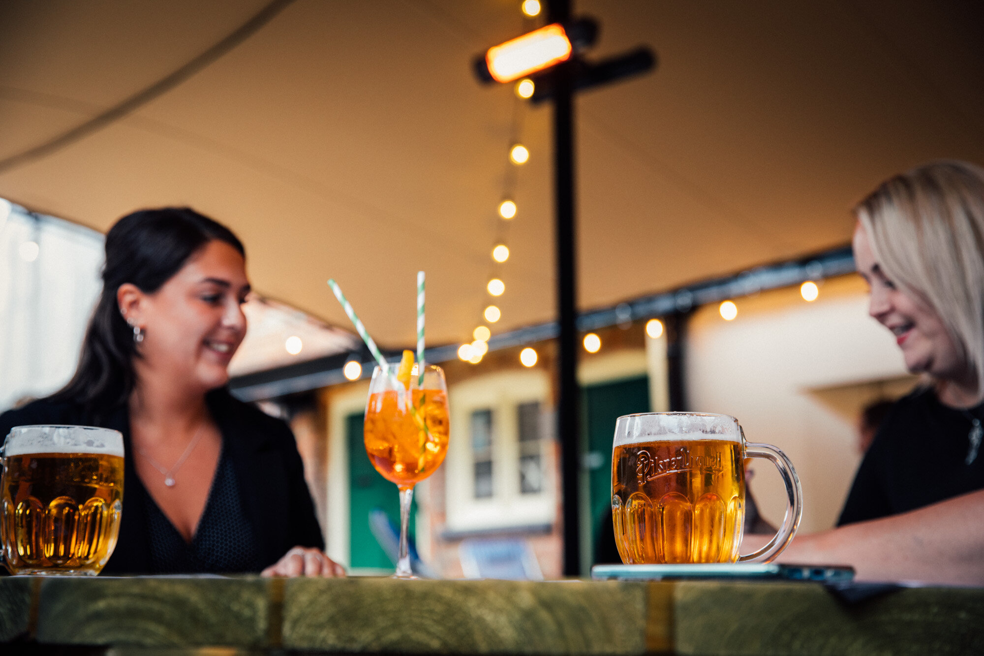 Drinks under cover in the Stretch Tent at The Anchor pub and restaurant in Hullbridge..jpg