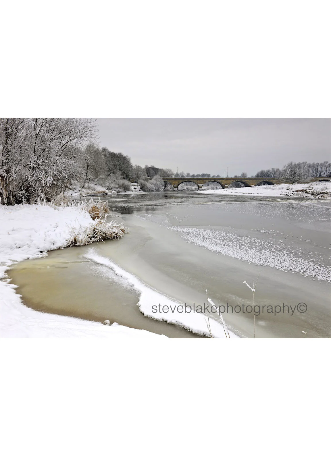Eden Bridge and the River Eden in winter, Carlisle