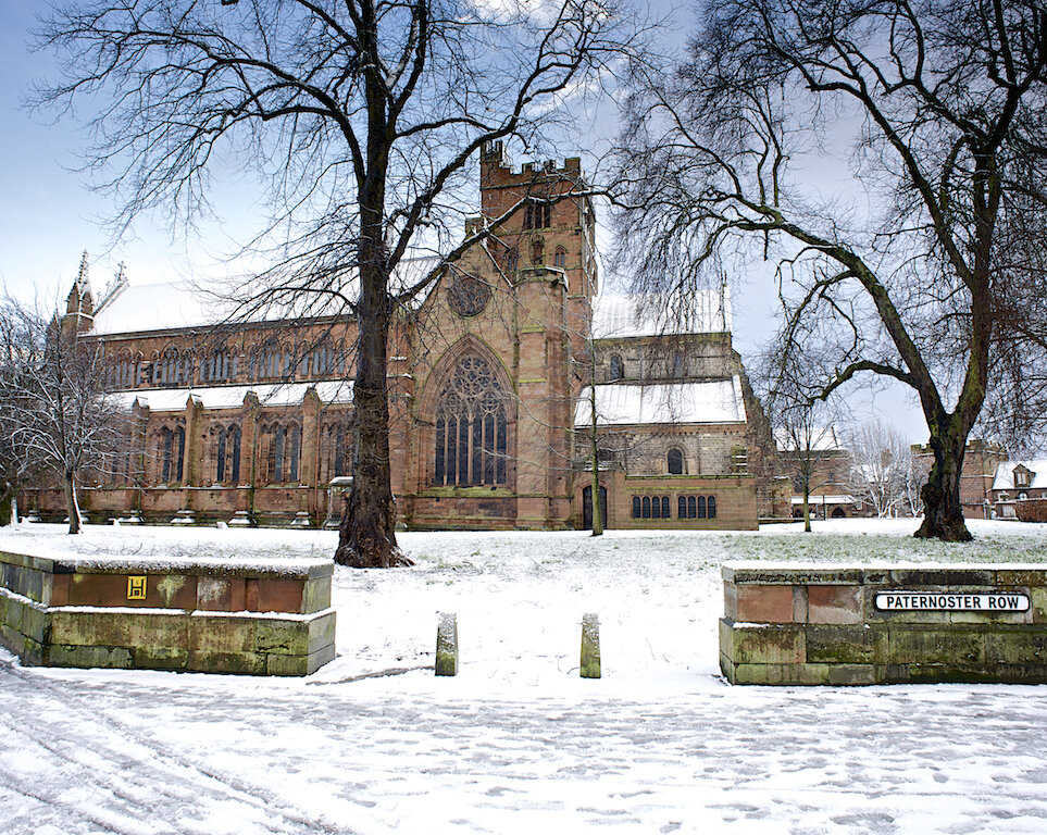 Carlisle Cathedral in winter.