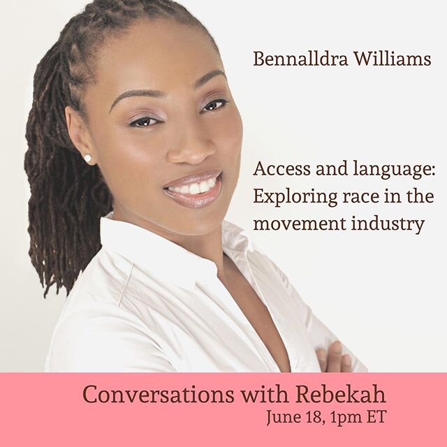 I&rsquo;m honored to have my colleague and friend @bennalldra join me for my next video podcast &ldquo;Access and language: Exploring race in the movement industry&rdquo;. She&rsquo;s a teacher of Pilates, Gyrotonic&reg; and the Franklin Method&reg; 