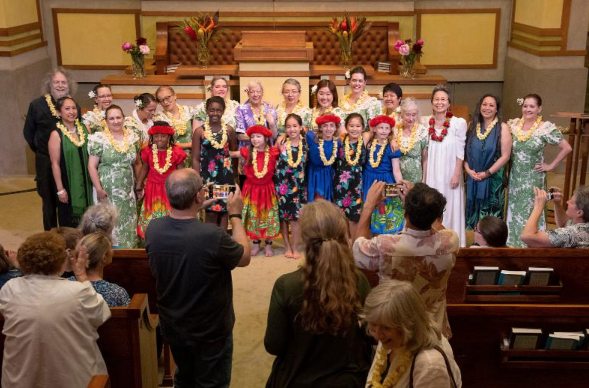 Halau i Ka Pono’s “Hula is Community” Performance at Frank Lloyd Wright’s Unity Temple. Photo by Tom Neiman.