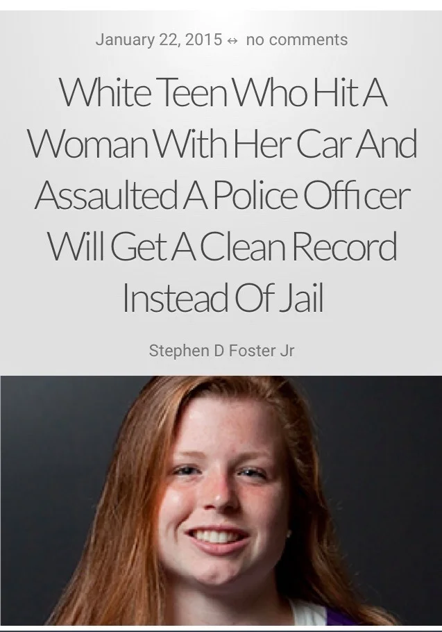 scandalobsessedfan:

ablacknation:

&ldquo;A white teen who committed three hit-and-runs, several traffic violations, and assaulted a police officer not only received special treatment from the cops, she is now receiving special treatment from the p…