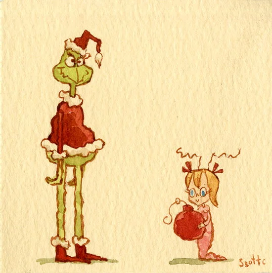 scottlava:

“As the Grinch took the tree, as he started to shove, he heard a small sound like the coo of a dove. He turned around fast, and he saw a small Who. Little Cindy Lou Who, who was no more than two.”

Love this story.