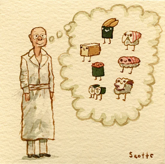 scottlava:

“I do the same thing over and over, improving bit by bit. There is always a yearning to achieve more. I’ll continue to climb, trying to reach the top, but no one knows where the top is.”
FOOD WEEK: Day 4

Jiro! Trying to decide if I shou…