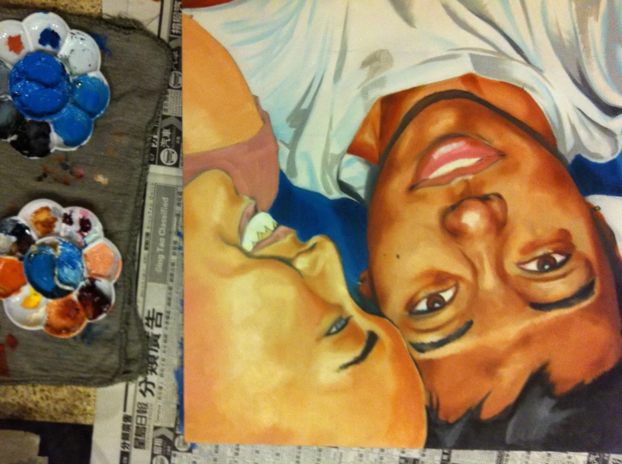 day four.
2.5 hours, oil paint 
Didn&rsquo;t do much today, did I mention I was still sick? I was hacking my brains out last night, but it was worth it &lsquo;cause I got to see all my homeboys and girls. They make me laugh so much while feeling all…