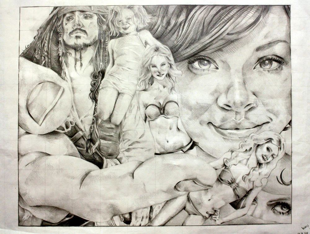 Had to draw a 16x20 blowup of an 8x10 collage for class. I was nervous &lsquo;cause I hadn&rsquo;t drawn in a while, but I guess I just draw slower now.. Need to get better than everyone else in class >:O~
&hellip;and I got a new 430 EX II flash …