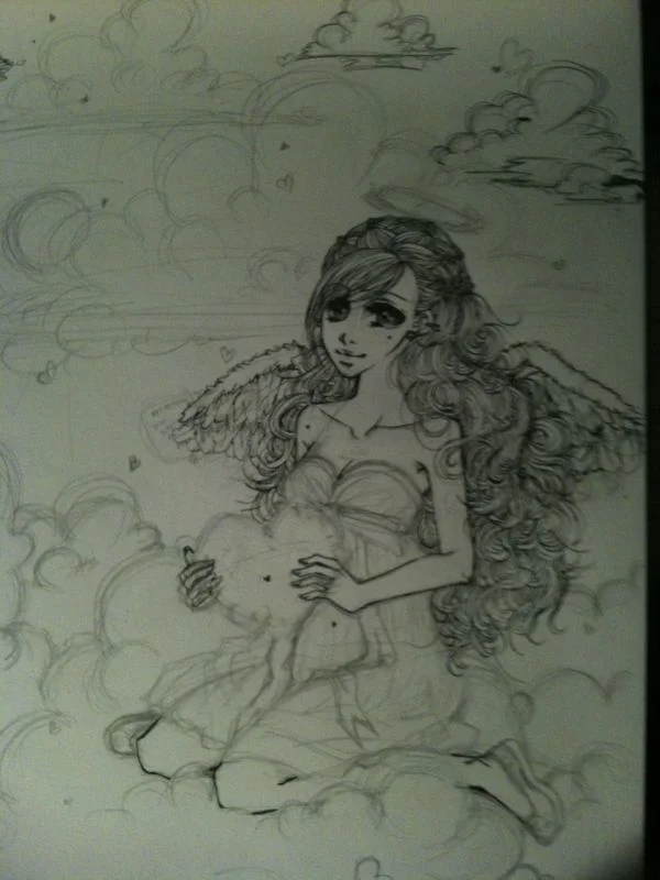 Angel in progress. Inking is fun :)