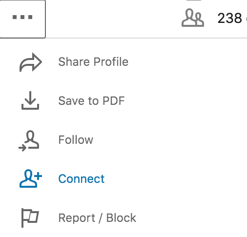 Once you land on a person’s profile, click the 3 dots under their name and then Connect.