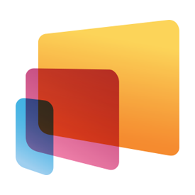 An image of 3 screens overlapping in colour demonstrating mobile print and web solutions