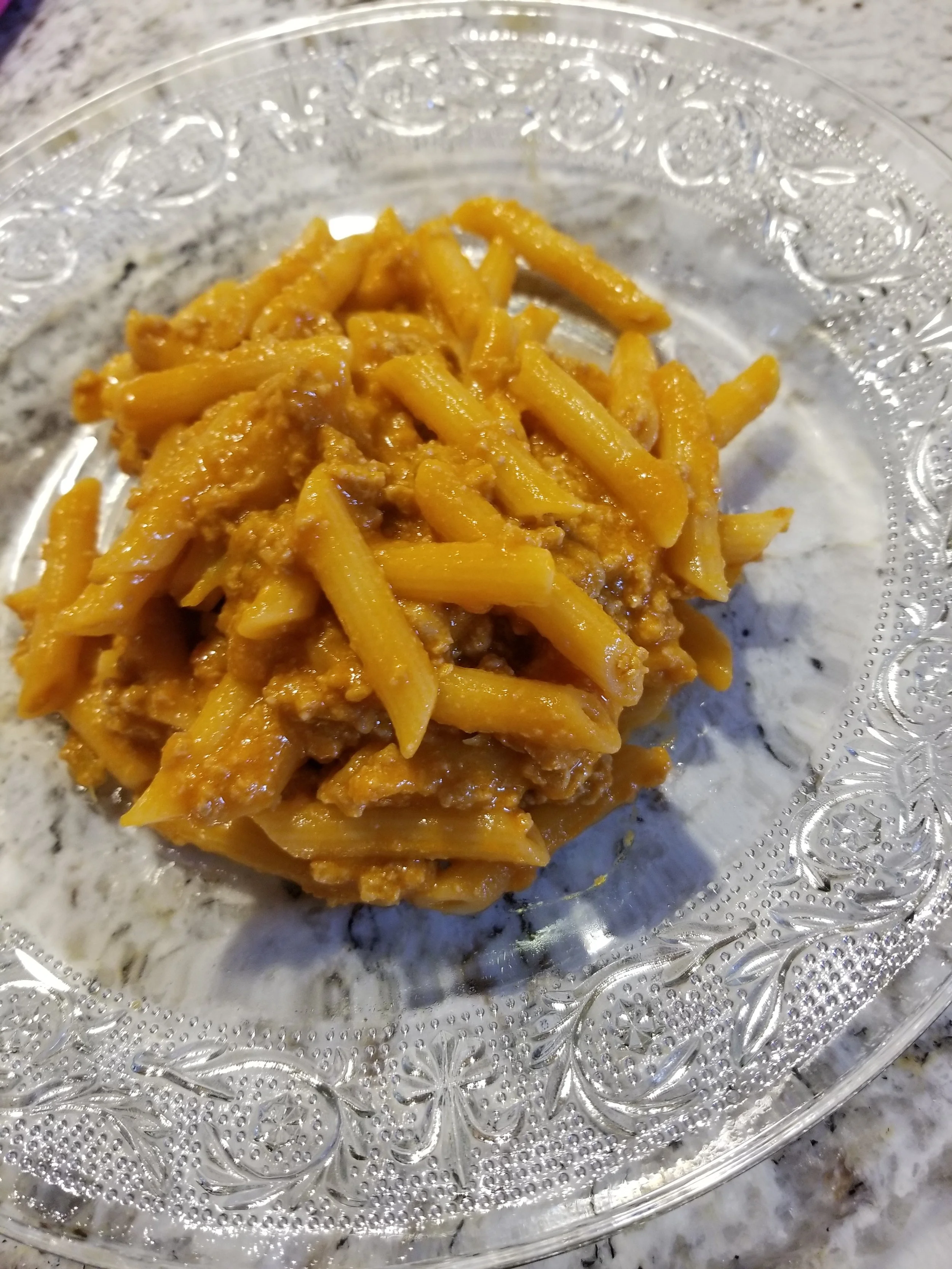 Pennette pasta with turkey ragu