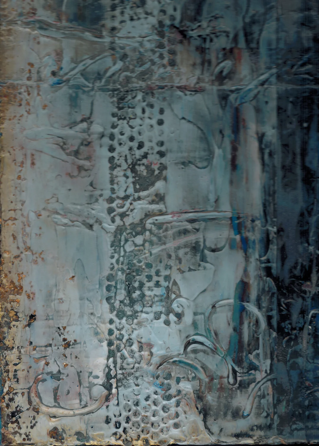 'Walking Walking on the Moon' 9 x 12 x 1.5 " mixed media on wood panel (c) Deb Chaney 2018