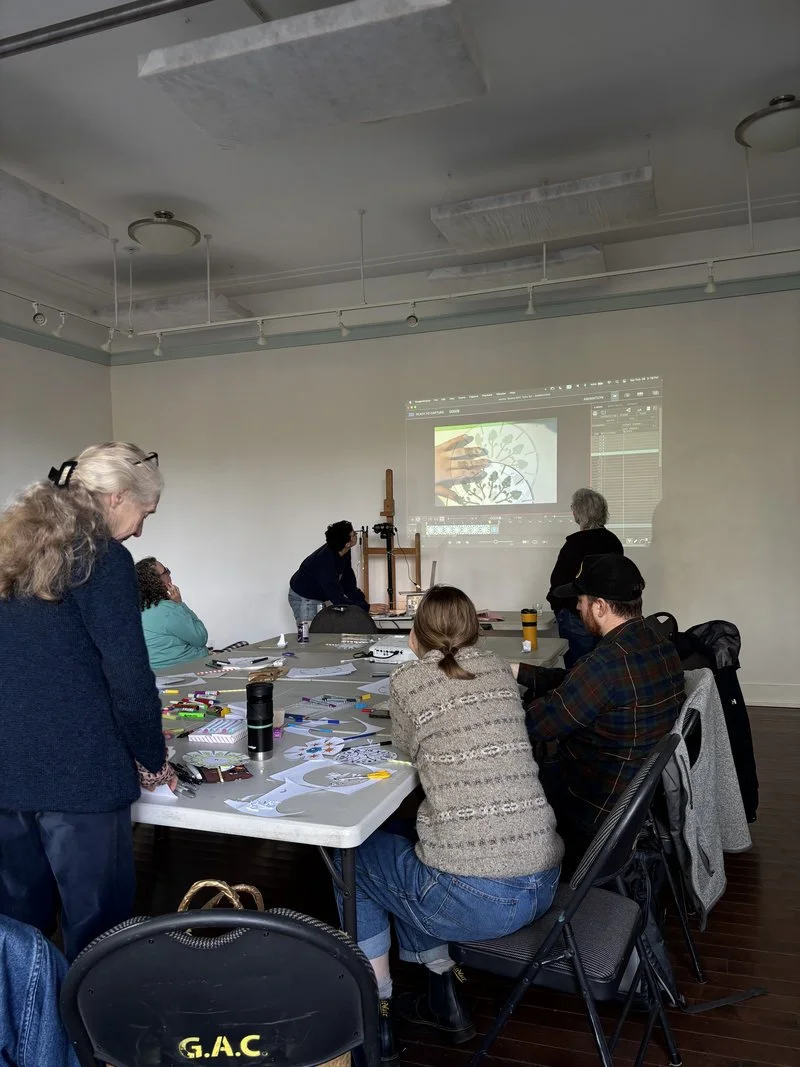  Workshop participants exploring animation techniques and creating their own sequences. 