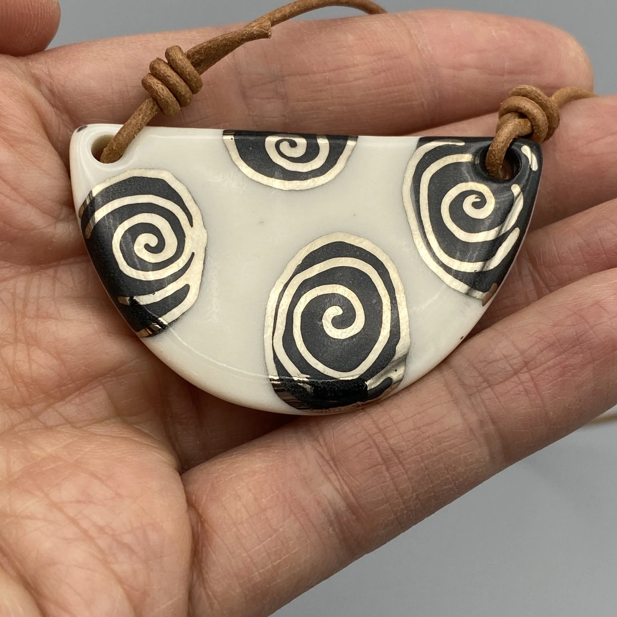 MELTED - Handmade, B+W, Hapa, Swirl Necklace