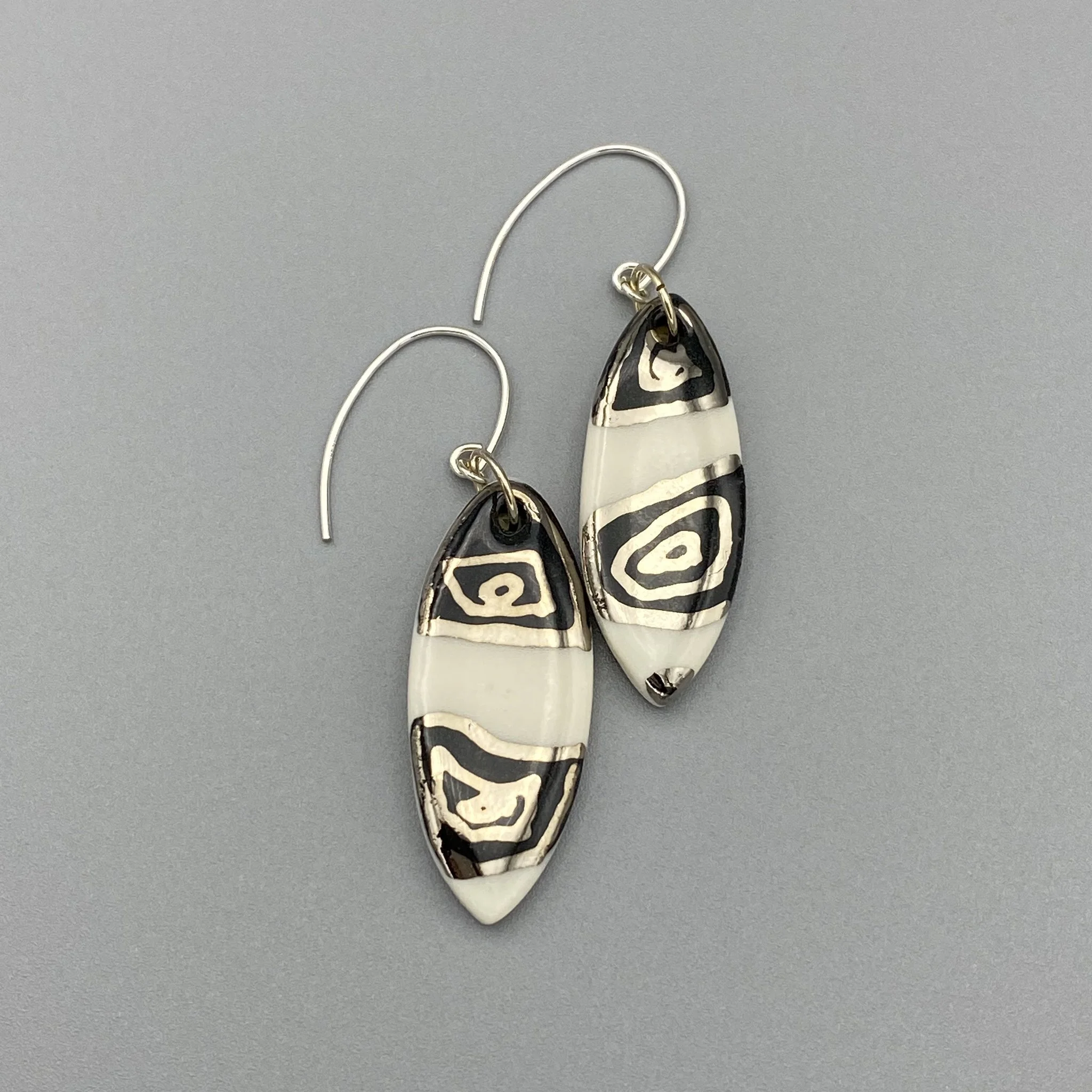 MELTED - Handmade, B+W, Surfboard, Swirl Earrings