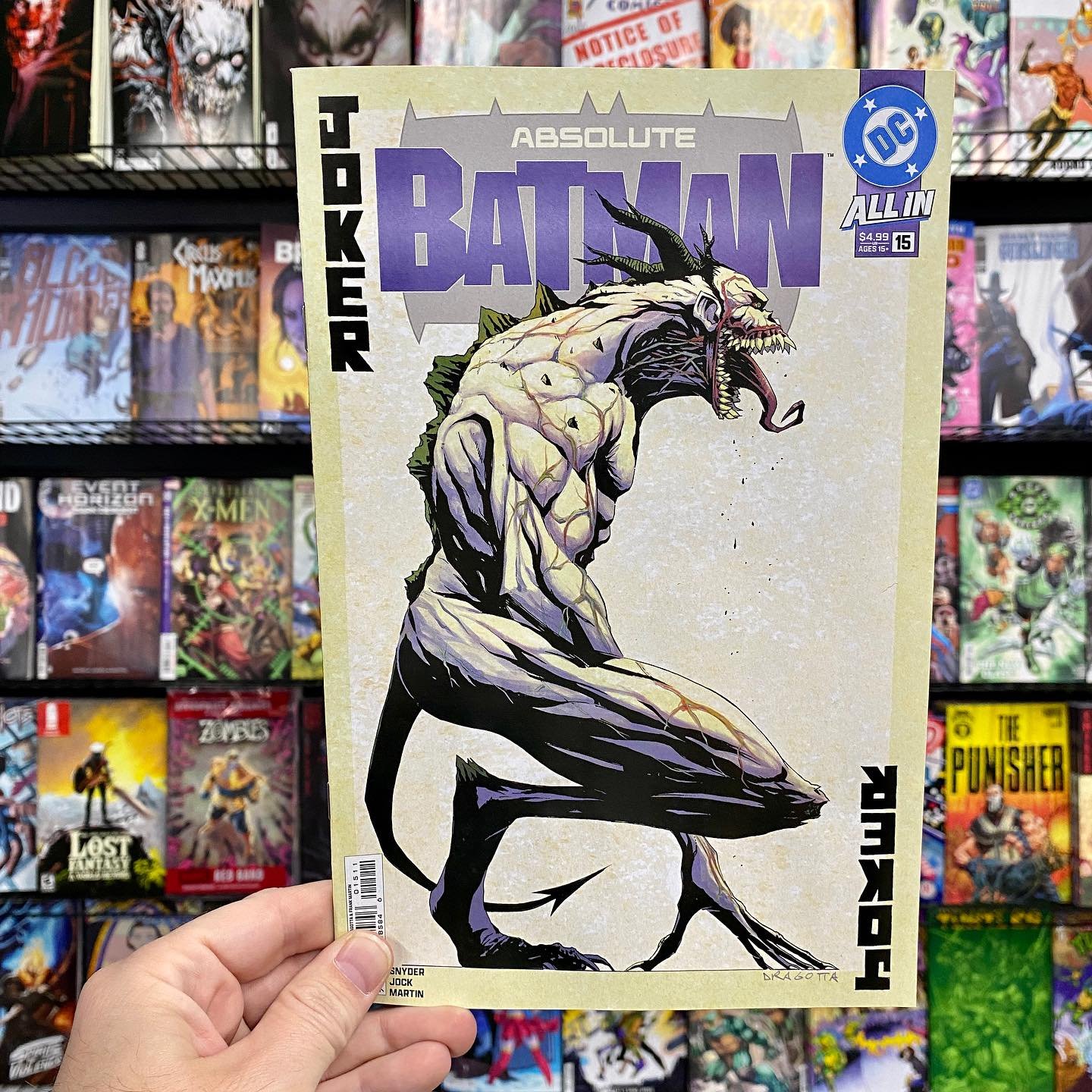 This New Comic Book Day is no joke! Hot on the heels of his battle with Bane, Absolute Batman has to contend with a nightmarish new Joker. We bumped our orders up big time to make sure we&rsquo;ve got enough of all the variants for you.

There are so