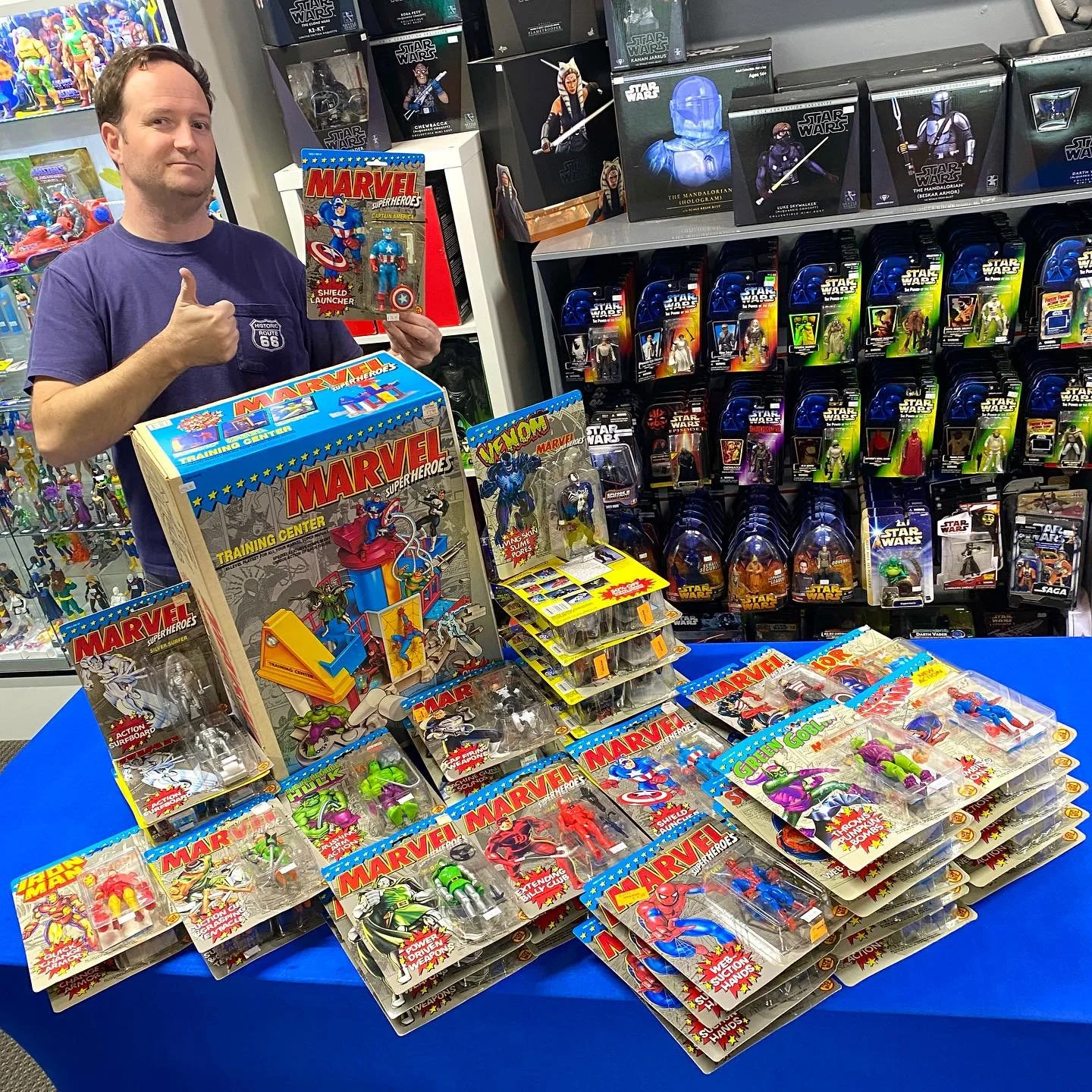 One of my earliest comic book store memories is seeing a friend walking around with a 1990 ToyBiz Captain America figure. I grew up with discounted Secret Wars figures, but seeing a more articulated Cap with a spring loaded shield launcher broke my b