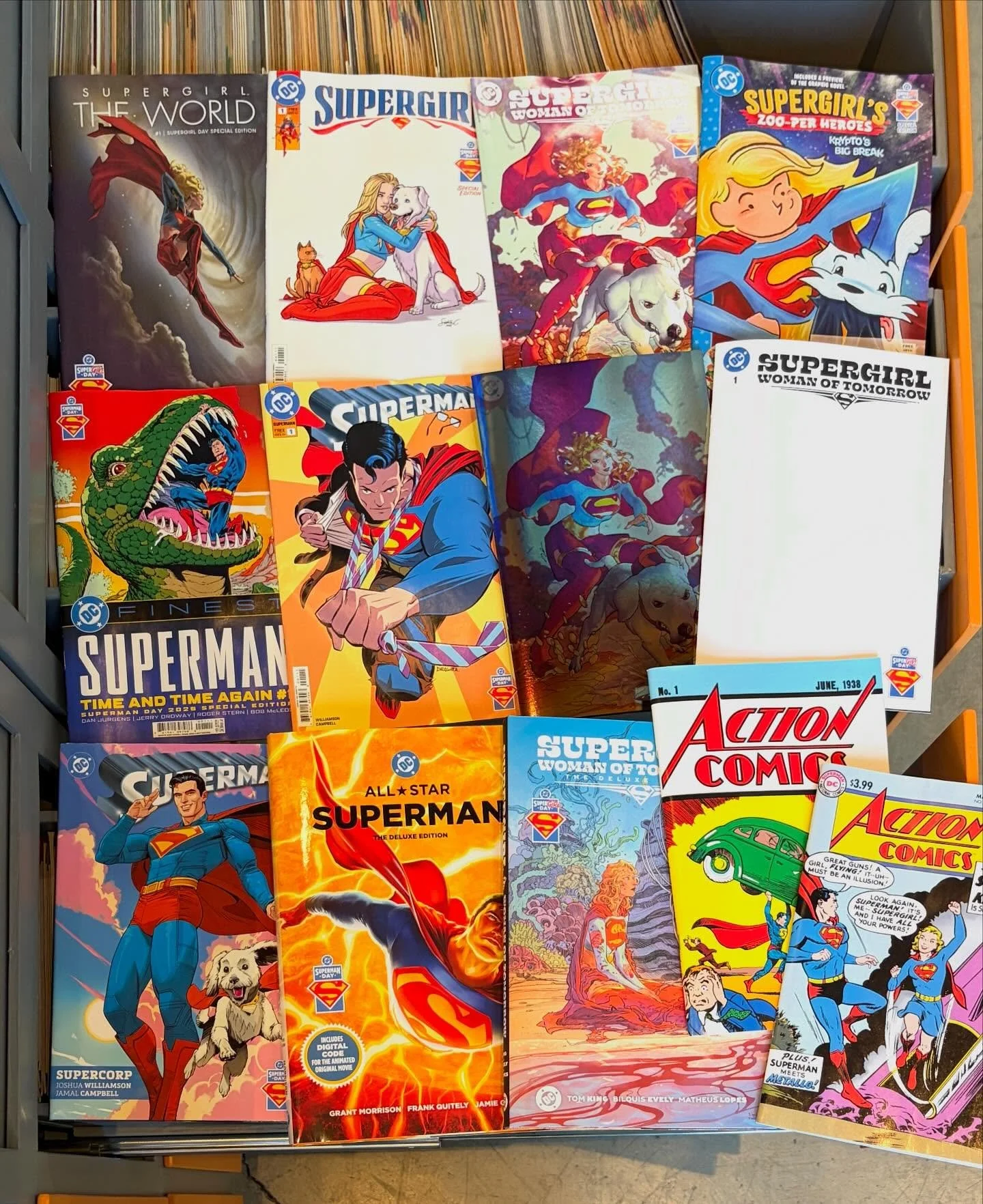 This Saturday the 18th is S̶u̶p̶e̶r̶m̶a̶n̶ Supergirl  Day! It&rsquo;s like a mini Free Comic Book Day (coming up Saturday May 2nd) just for the Super Family, with free comics, limited variants, facsimile reprints, and exclusive hardcovers to celebrat